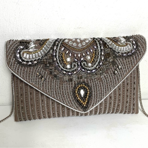 Ethereal Embroidered Beaded Clutch Crossbody Made India Fairy Feminine Romantic - Picture 5 of 9